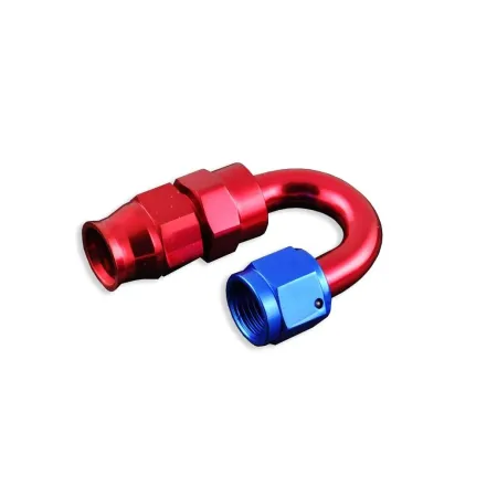 AN8 180' PTFE Końcówka paliwowa olejowa JIC Czerwony