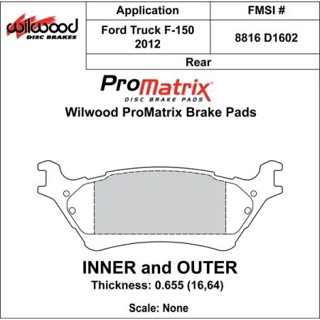 Klocki hamulcowe Wilwood 150-D1602K PM ProMatrix D1602 Street Performance Racing Pads .655
