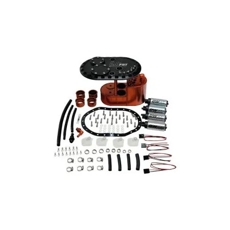 DeatschWerks 2.0L Fuel Cell Surge Tank with 4 DW300 Fuel Pumps