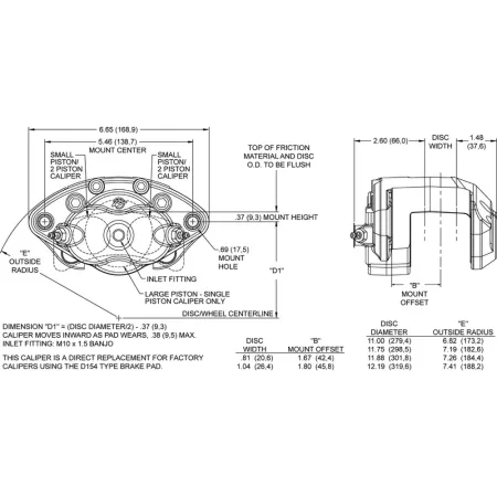 Uniwersalny zacisk hamulcowy 1 tłoczkowy Wilwood 120-15796 D154-Dust Seal