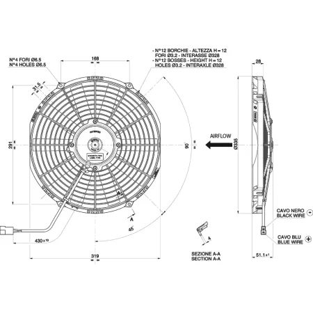 WENTYLATOR OSIOWY SPAL TŁOCZĄCY 12V VA10-AP50/C-25S (305 MM)