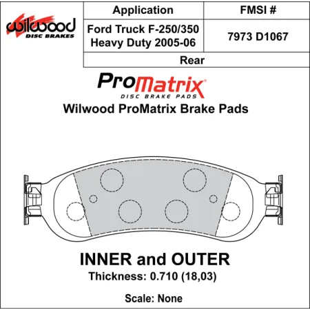 Klocki hamulcowe Wilwood 150-D1067K PM ProMatrix D1067 Street Performance Racing Pads .71