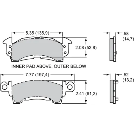Klocki hamulcowe Wilwood 150-45-D52K BP-45 D52 High-Temperature Racing Pads .52 .58