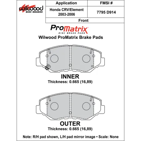 Klocki hamulcowe Wilwood 150-D0914K PM ProMatrix D914 Street Performance Racing Pads .665