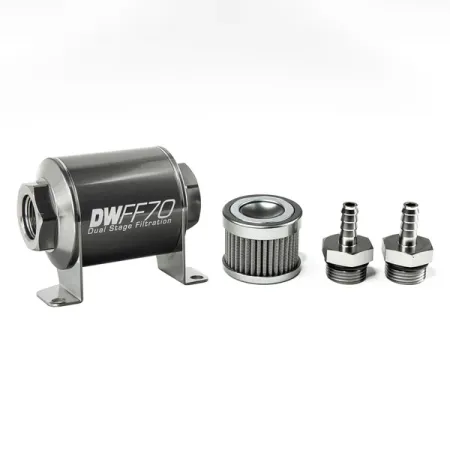 DeatschWerks In-Line Fuel Filter Kit 5/16IN 100 Micron 70mm