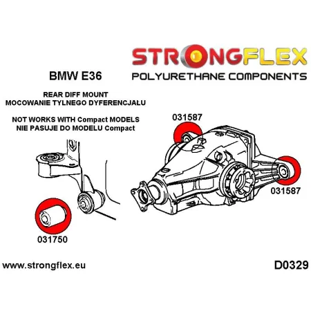 031750A: Tuleja tylnego dyferencjału - przednia E36 SPORT BMW e36