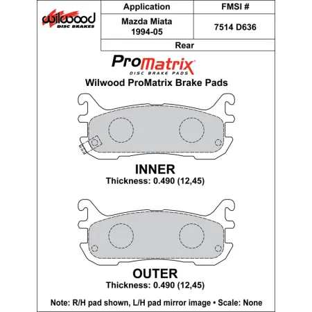 Klocki hamulcowe Wilwood 150-D0636K PM ProMatrix D636 Street Performance Racing Pads .49