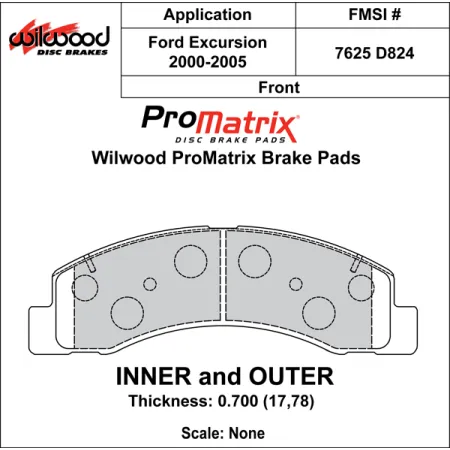 Klocki hamulcowe Wilwood 150-D0824K PM ProMatrix D824 Street Performance Racing Pads .70
