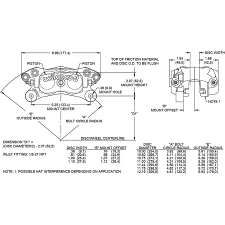 Uniwersalny zacisk hamulcowy 4 tłoczkowy Wilwood 120-16438 Forged Dynalite Internal ST