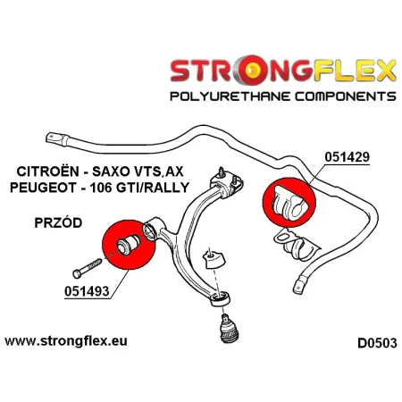 051429B: Tuleja stabilizatora przedniego Peugeot 106