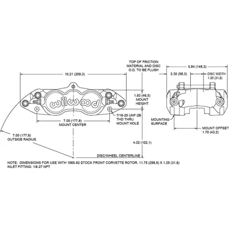 Uniwersalny zacisk hamulcowy przedni 4 tłoczkowy Wilwood 120-10525 D8-4 polerowany