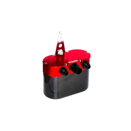 Universal Carbon Fiber Oil Catch Can - Small Red With Fume Filter RTMG Performance