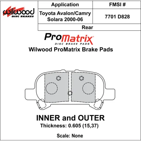 Klocki hamulcowe Wilwood 150-D0828K PM ProMatrix D828 Street Performance Racing Pads .605