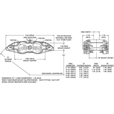 Zacisk hamulcowy 6 tłoczkowy Wilwood 120-11778 FNSL6R prawy