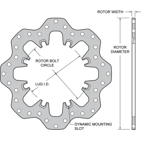 Wilwood 160-5538 Scalloped Dynamic Mount Tarcza hamulcowa nawiercana stalowa 12.19