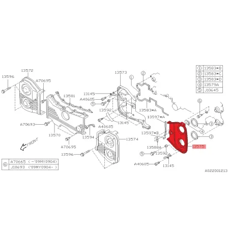 Lewa Tylna Pokrywa Paska Rozrządu 13575AA044 Subaru GC8 V1-4 1993-1998