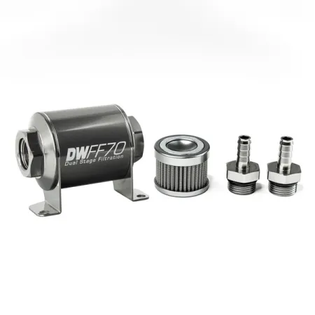 DeatschWerks In-Line Fuel Filter Kit 3/8IN 100 Micron 70mm