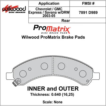 Klocki hamulcowe Wilwood 150-D0989K PM ProMatrix D989 Street Performance Racing Pads .76