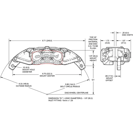 Uniwersalny zacisk hamulcowy 6 tłoczkowy Wilwood 120-16569 UTV6 czarny