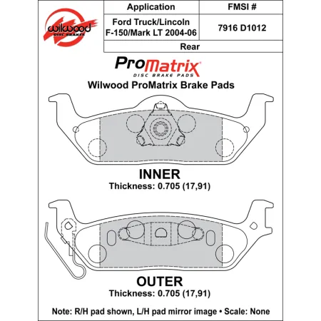Klocki hamulcowe Wilwood 150-D1012K PM ProMatrix D1012 Street Performance Racing Pads .71