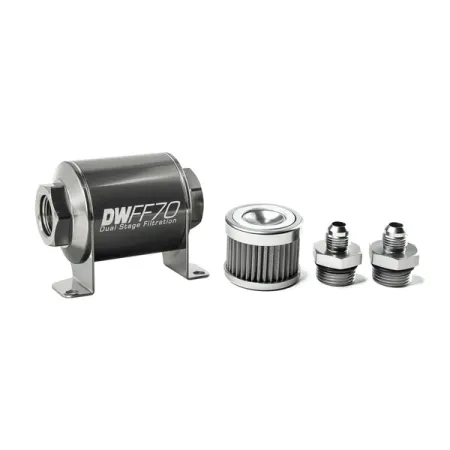 DeatschWerks In-Line Fuel Filter Kit -6AN 40 Micron 70mm