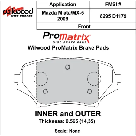 Klocki hamulcowe Wilwood 150-D1179K PM ProMatrix D1179 Street Performance Racing Pads .565