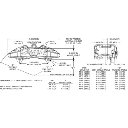 Zacisk hamulcowy 6 tłoczkowy Wilwood 120-13438 Forged Dynapro 6A prawy niklowany