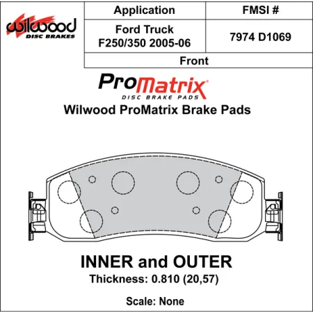Klocki hamulcowe Wilwood 150-D1069K PM ProMatrix D1069 Street Performance Racing Pads .81