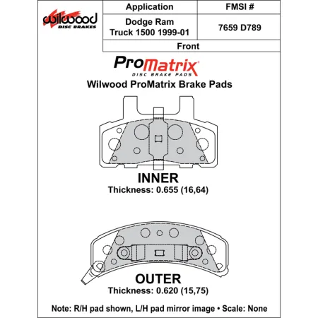 Klocki hamulcowe Wilwood 150-D0789K PM ProMatrix D789 Street Performance Racing Pads .655