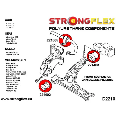 221665A: Tuleja stabilizatora przedniego SPORT Audi A3