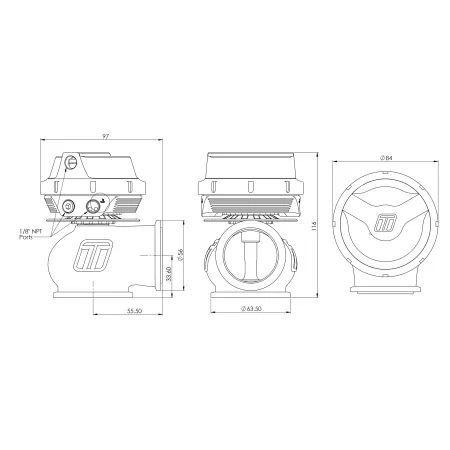 Zawór wastegate Turbosmart TS-0553-1011 WG45 GenV Hypergate 45 14psi