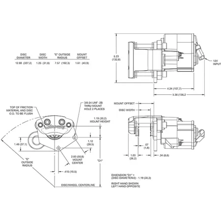 Zacisk hamulcowy 1 tłoczkowy Wilwood 120-16341 Electric Parking Brake lewy czerwony