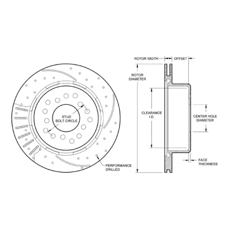 Wilwood 160-11374-BK SRP Nawiercana tarcza hamulcowa Performance z dzwonem 11.00