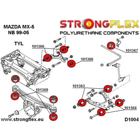 101368B: Tuleja mocowania tylnego dyferencjału Mazda MX-5 NA