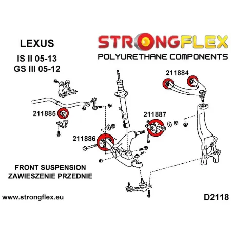 211884A: Tuleja wahacza przedniego górnego SPORT Lexus GS