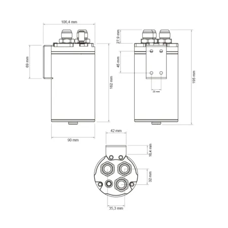 Uniwersalny Oil Catch Tank Performance Nuke Performance o pojemności 0.75litra