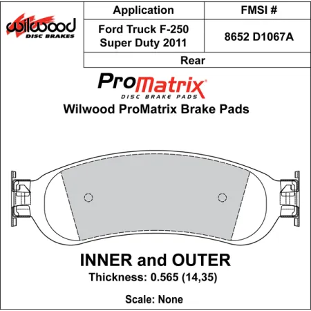 Klocki hamulcowe Wilwood 150-D1067AK PM ProMatrix D1067A Street Performance Racing Pads .565