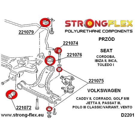 221075B: Tuleja przekładka łącznika stabilizatora Volkswagen VW Caddy 2