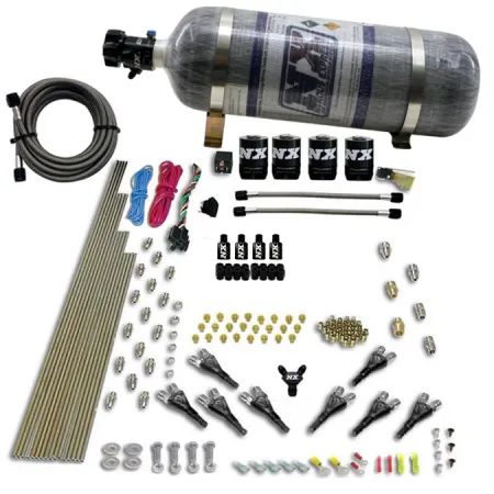 8-Cyl Shark Direct Port 4 Solenoids with Composite Bottle (200-500Hp Jetting) 12LB Nitrous Express NX 90006-12