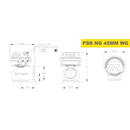 Pulsar PSR New Generation Wastegate 45mm V-Band External Wastegate Silver