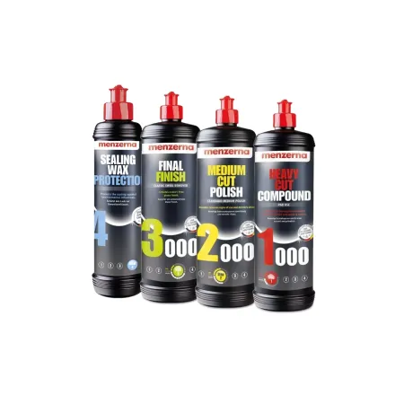 MENZERNA Zestaw Past Polerskich 1000 2000 3000 + Wosk Sealing Wax Protection Korekta i Ochrona Lakieru 4x250ml