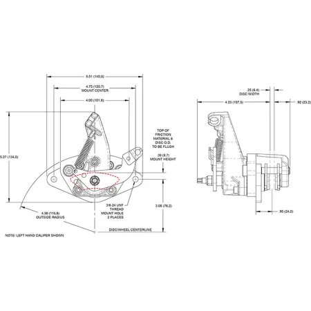 Zacisk hamulcowy 1 tłoczkowy Wilwood 120-16362 MC5 Mechanical lewy