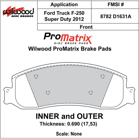 Klocki hamulcowe Wilwood 150-D1631AK PM ProMatrix D1631A Street Performance Racing Pads .69
