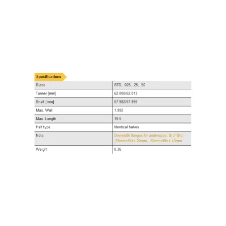 Opel 2.0 C20LET Z20LET ACL Race Series panewki główne 5M2327H-0.25